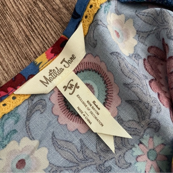 Matilda Jane Splendid Cap Sleeve Blue Floral Short Dress Women's Size Medium - Picture 5 of 6